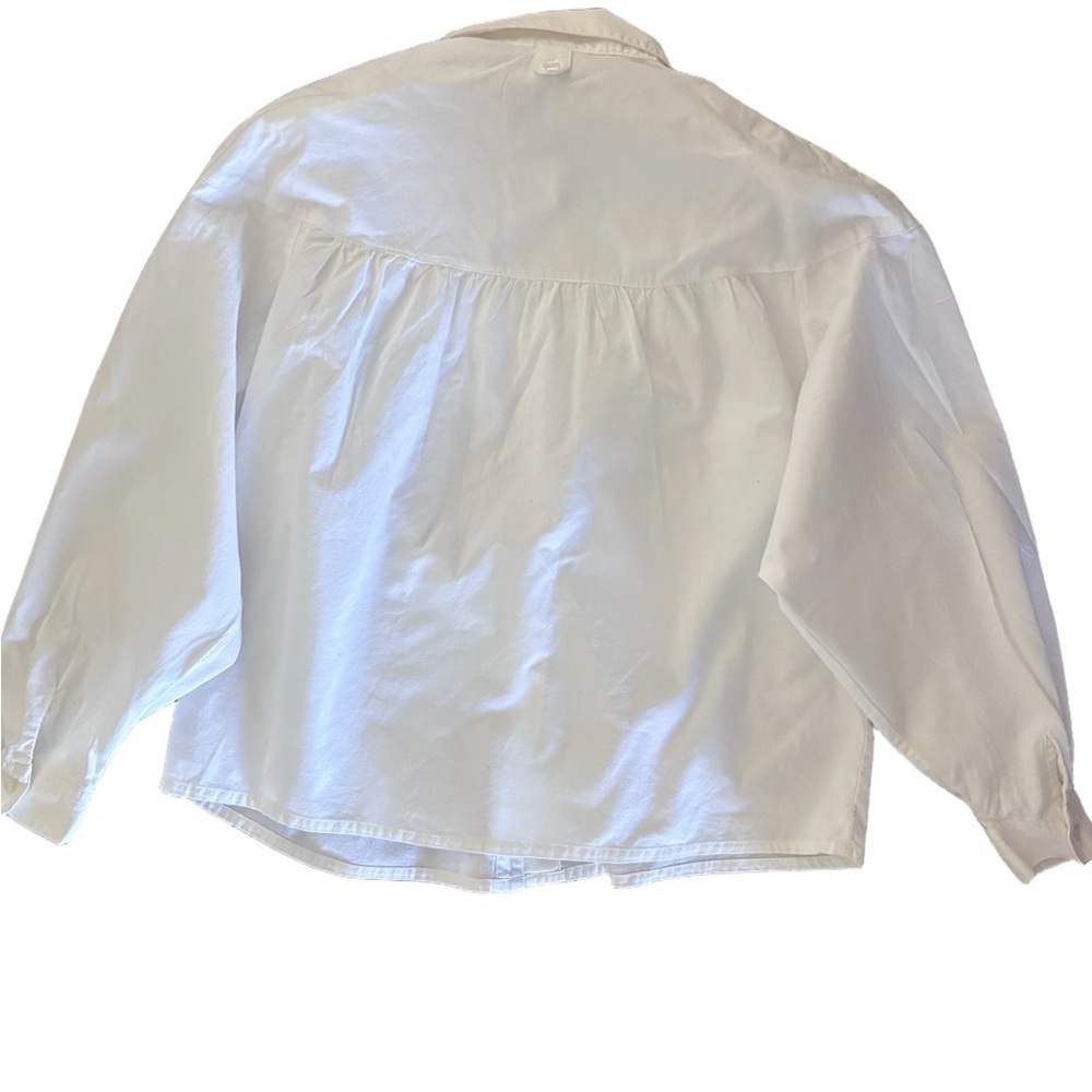 Vintage white lace appliqué western style button down blouse- cotton - XL - Picture 5 of 8